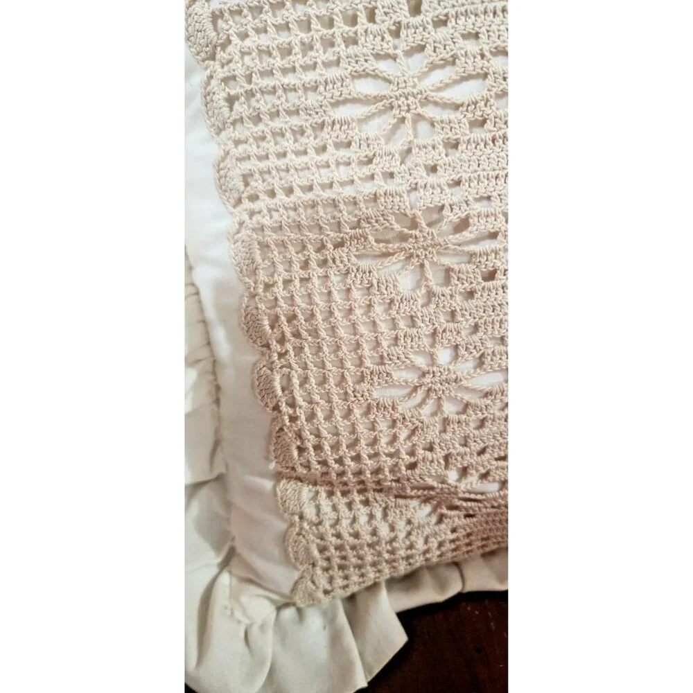 Vintage‎ handmade crochet dollie pillow, boho grannycore,cottagecore decorative